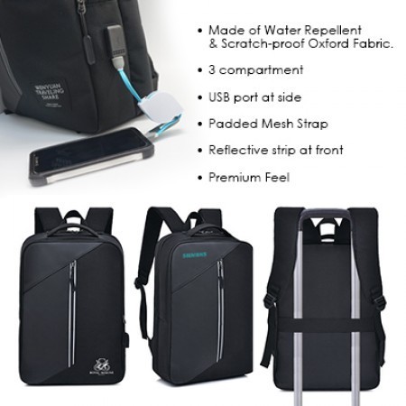 15.6" Casual PU Laptop Backpack With USB Port 09